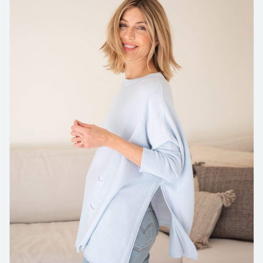 Mer Sea Light Blue Women's Crew Neck Sweater NWT's Boutique One Size- French Lux